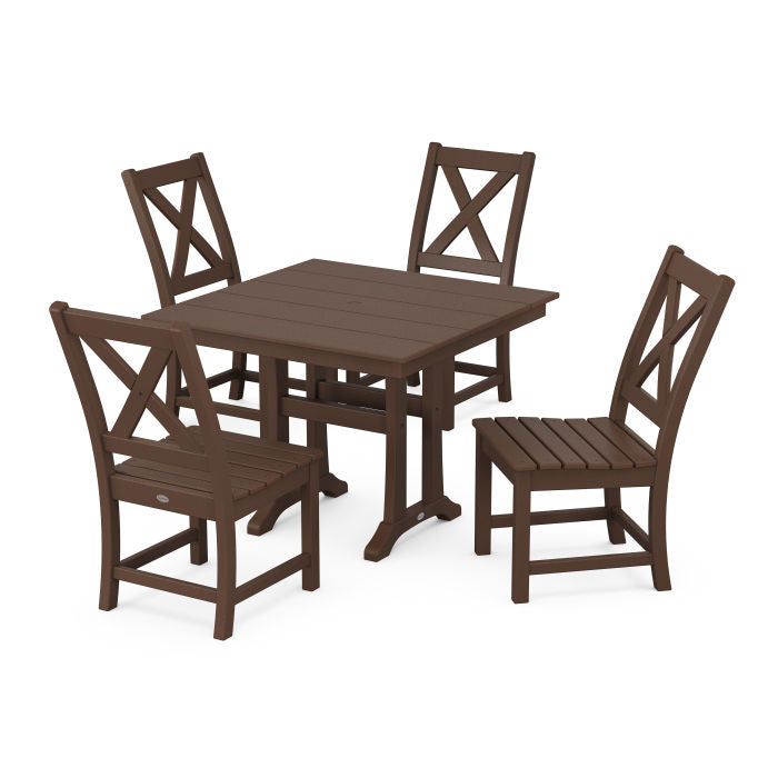 Braxton Side Chair 5-Piece Farmhouse Dining Set With Trestle Legs