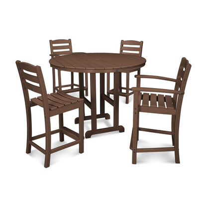 La Casa Café 5-Piece Round Farmhouse Counter Dining Set