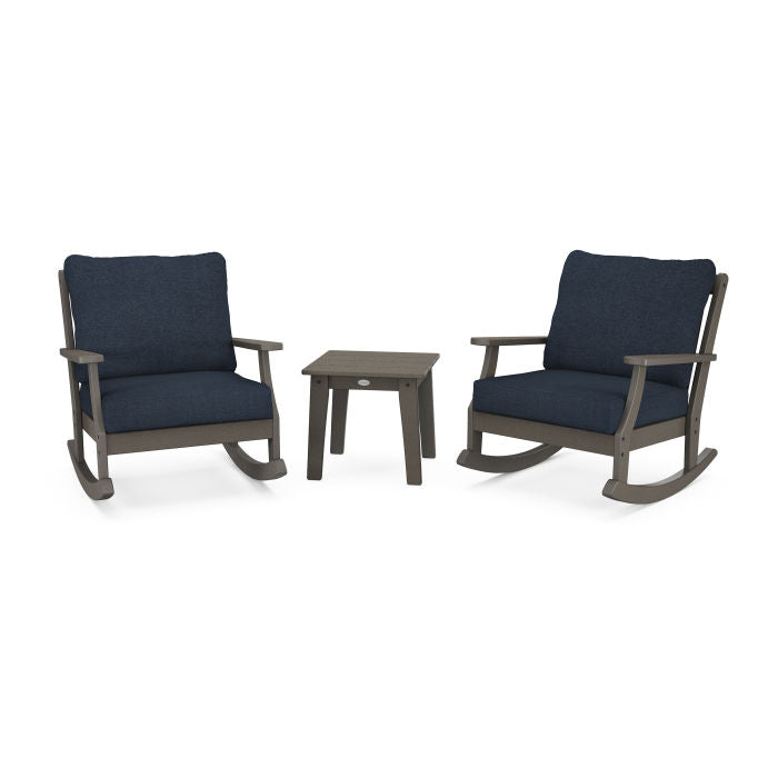 Braxton 3-Piece Deep Seating Rocker Set in Vintage Finish