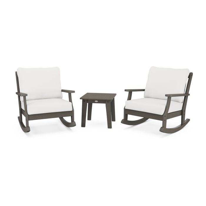 Braxton 3-Piece Deep Seating Rocker Set in Vintage Finish