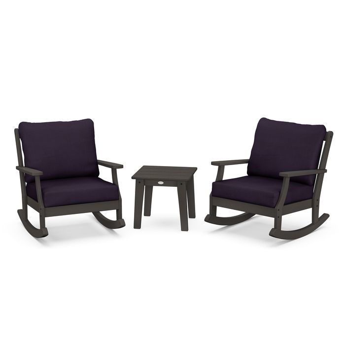 Braxton 3-Piece Deep Seating Rocker Set in Vintage Finish