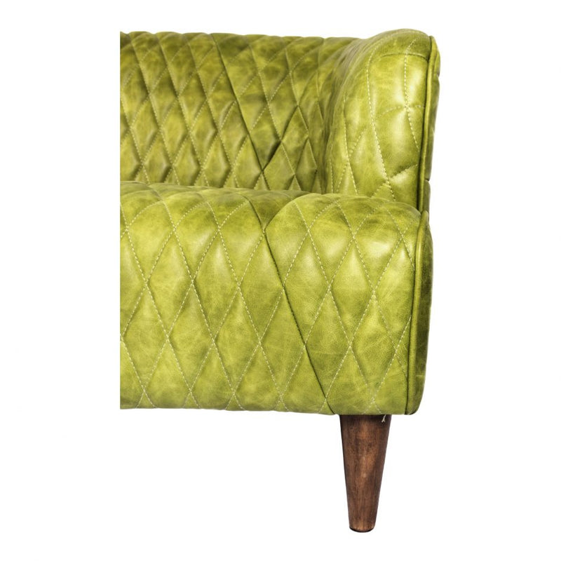 Magdelan Tufted Leather Sofa Emerald