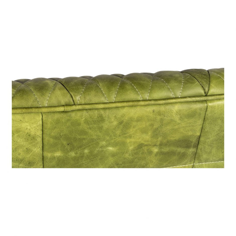 Magdelan Tufted Leather Sofa Emerald