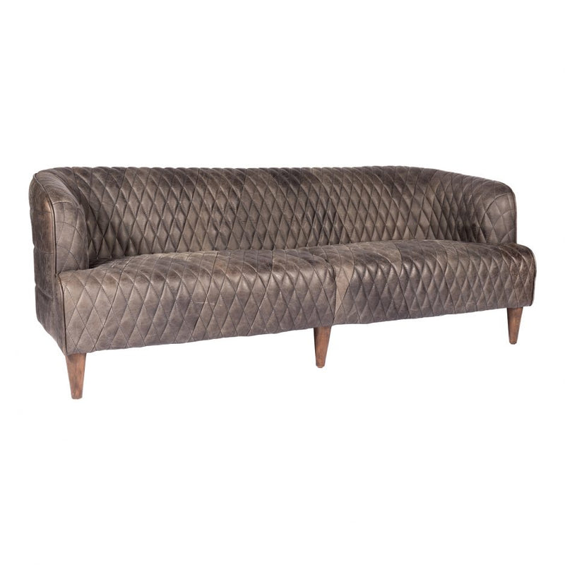 Magdelan Tufted Leather Sofa Antique Ebony