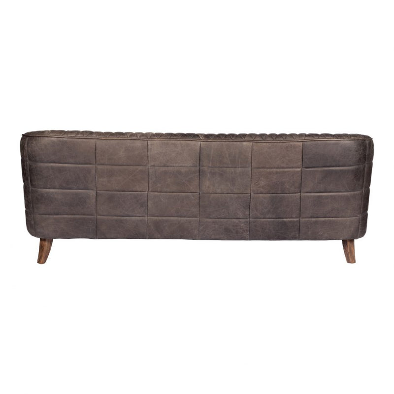 Magdelan Tufted Leather Sofa Antique Ebony