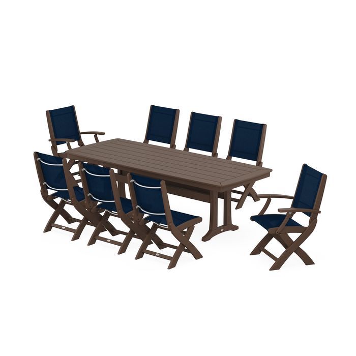 Coastal Folding 9-Piece Dining Set with Trestle Legs