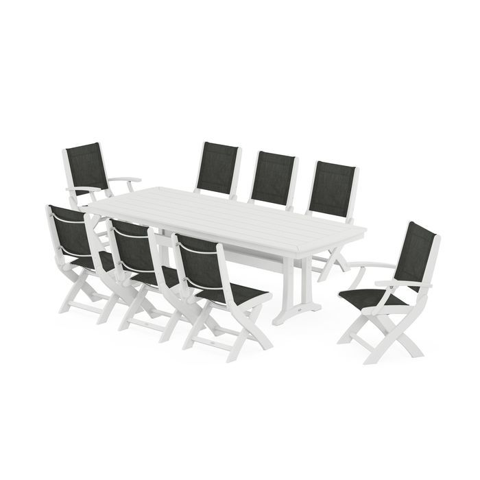 Coastal Folding 9-Piece Dining Set with Trestle Legs