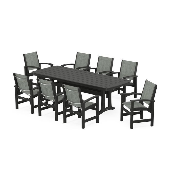 Coastal 9-Piece Dining Set with Trestle Legs