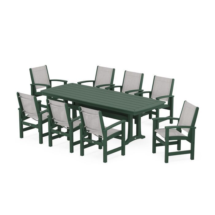 Coastal 9-Piece Dining Set with Trestle Legs