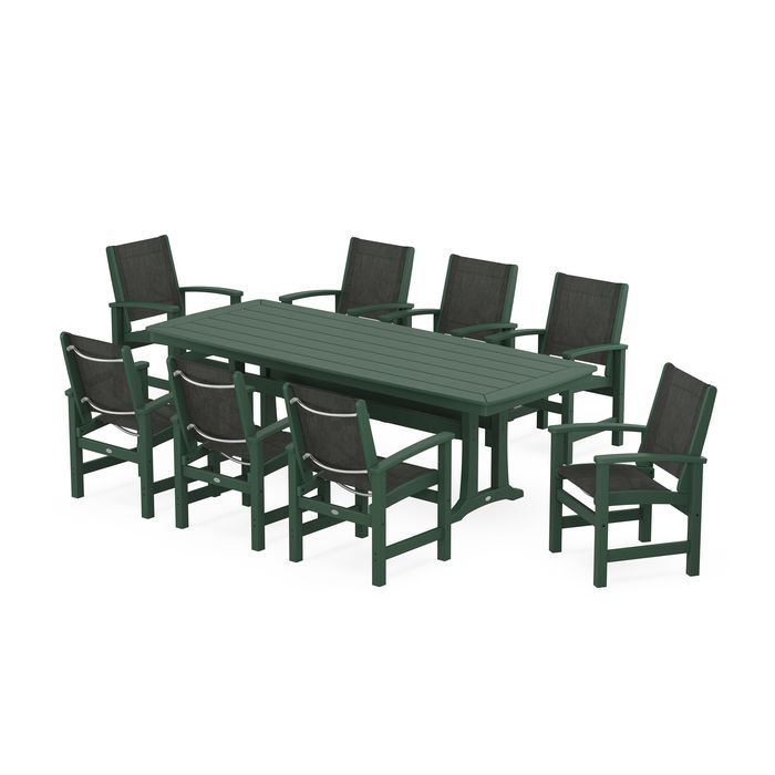 Coastal 9-Piece Dining Set with Trestle Legs