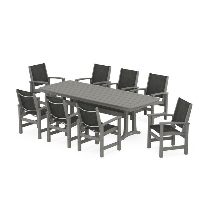 Coastal 9-Piece Dining Set with Trestle Legs