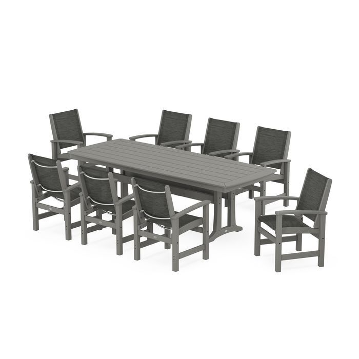 Coastal 9-Piece Dining Set with Trestle Legs