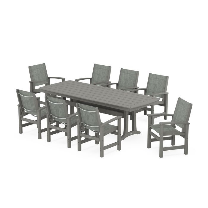 Coastal 9-Piece Dining Set with Trestle Legs