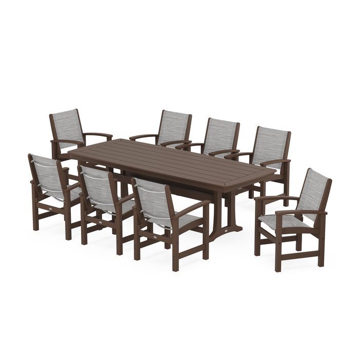 Coastal 9-Piece Dining Set with Trestle Legs