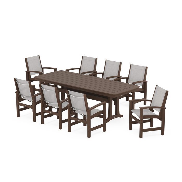 Coastal 9-Piece Dining Set with Trestle Legs