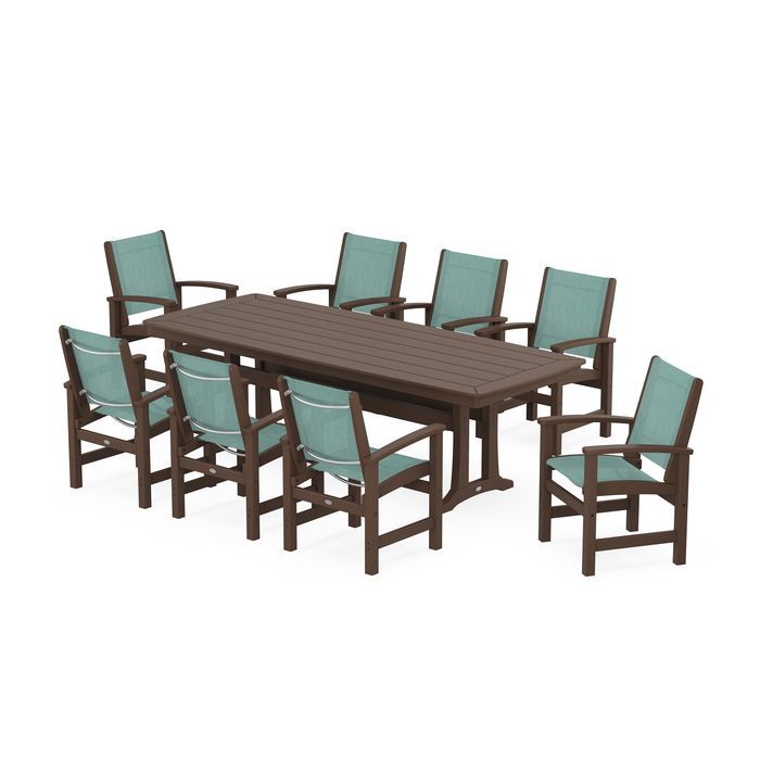 Coastal 9-Piece Dining Set with Trestle Legs