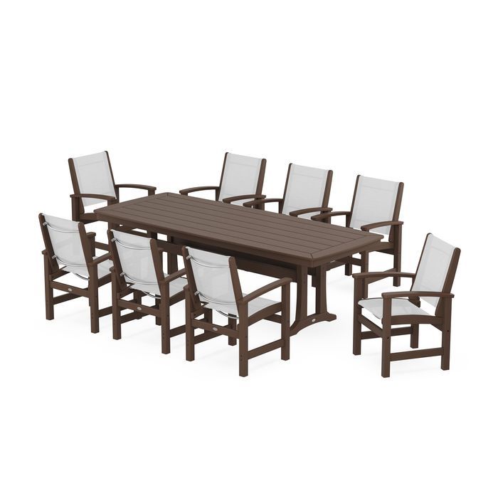 Coastal 9-Piece Dining Set with Trestle Legs