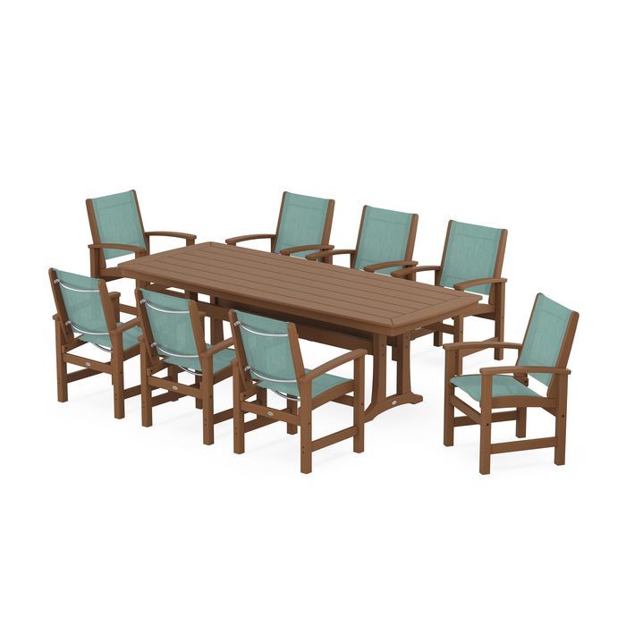 Coastal 9-Piece Dining Set with Trestle Legs