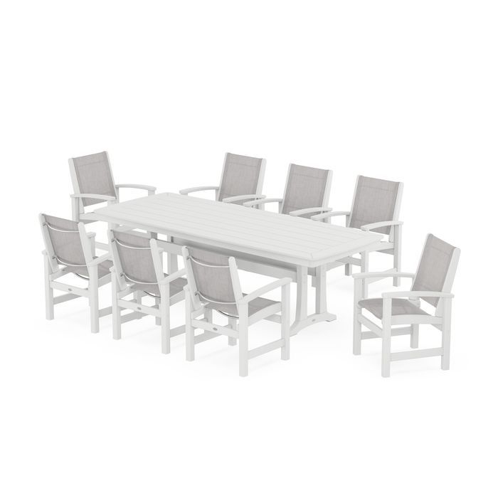 Coastal 9-Piece Dining Set with Trestle Legs