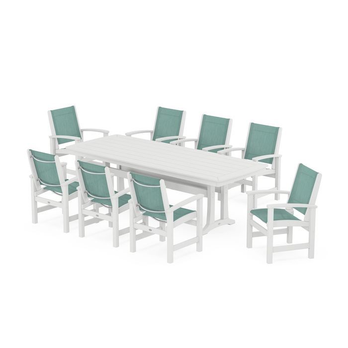 Coastal 9-Piece Dining Set with Trestle Legs