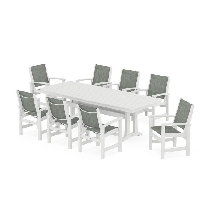 Coastal 9-Piece Dining Set with Trestle Legs