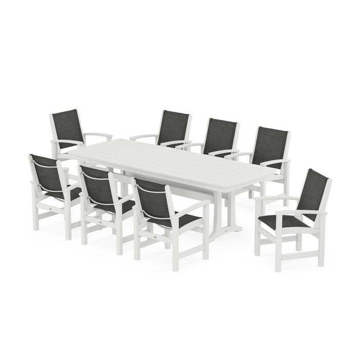 Coastal 9-Piece Dining Set with Trestle Legs