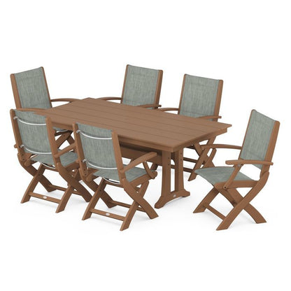 Coastal Folding Chair 7-Piece Dining Set with Trestle Legs