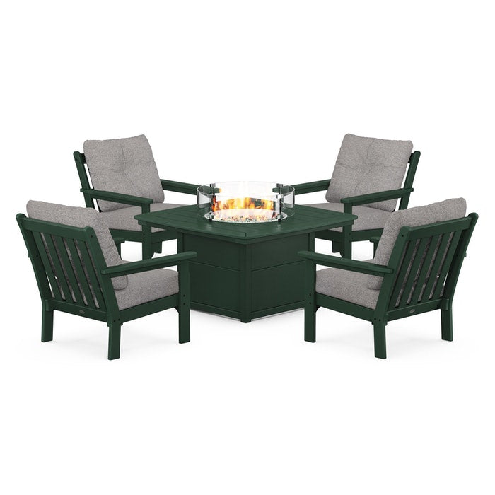 Vineyard 5-Piece Conversation Set with Fire Pit Table