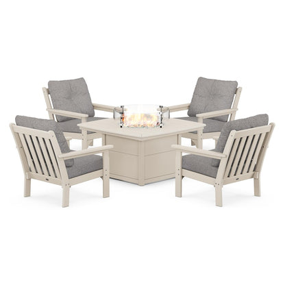 Vineyard 5-Piece Conversation Set with Fire Pit Table