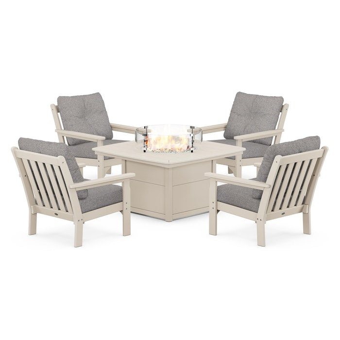 Vineyard 5-Piece Conversation Set with Fire Pit Table