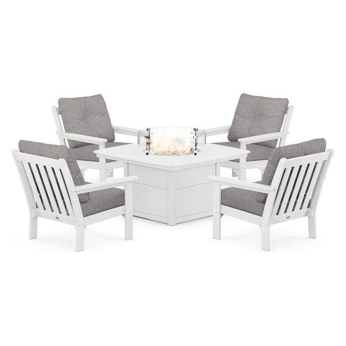 Vineyard 5-Piece Conversation Set with Fire Pit Table