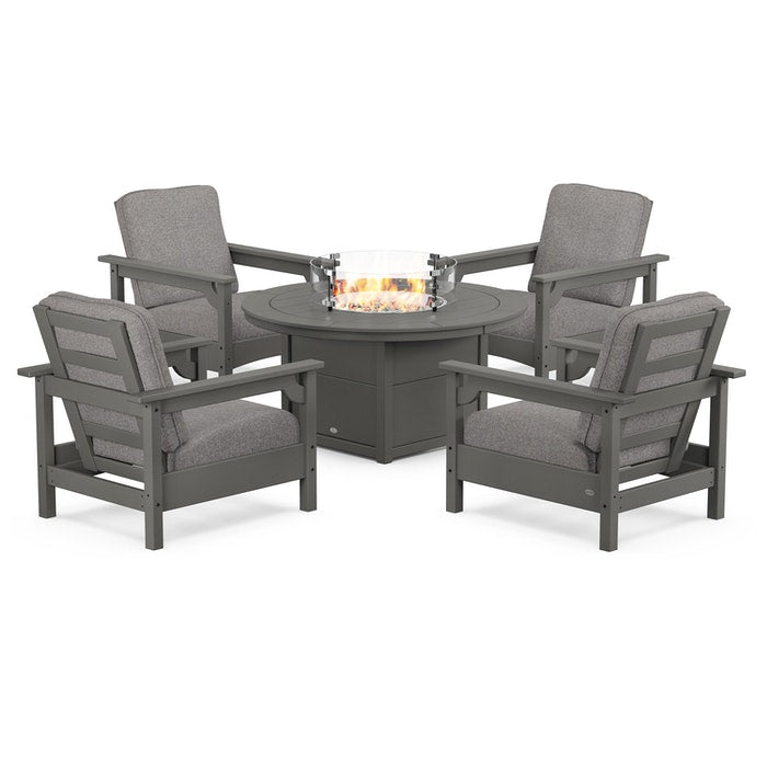 Club 5-Piece Conversation Set with Fire Pit Table