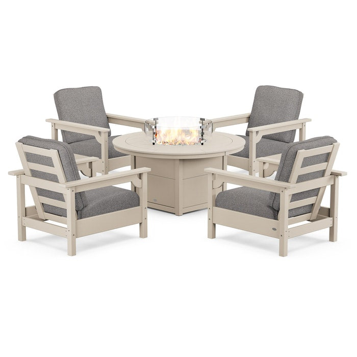 Club 5-Piece Conversation Set with Fire Pit Table