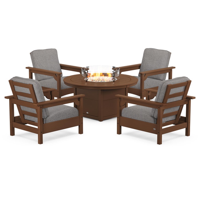 Club 5-Piece Conversation Set with Fire Pit Table