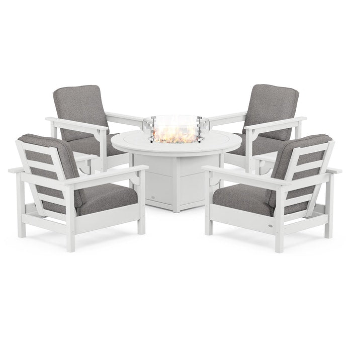 Club 5-Piece Conversation Set with Fire Pit Table