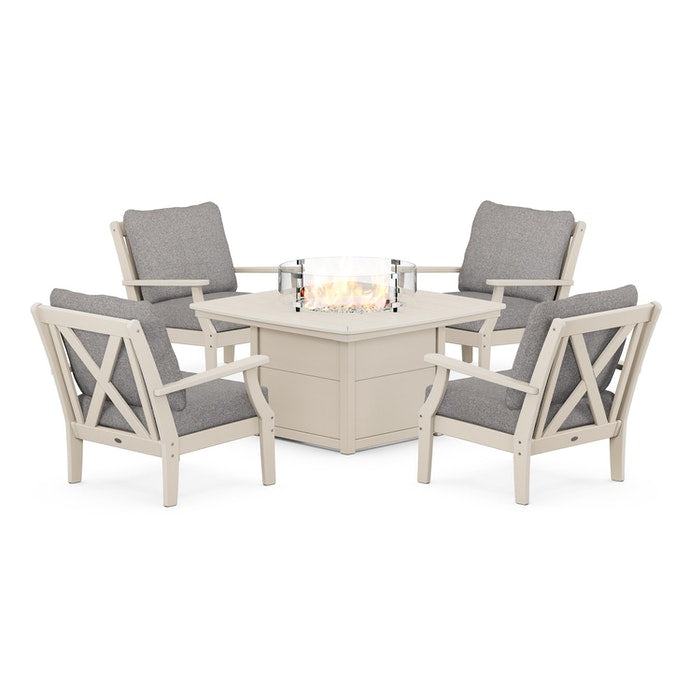 Braxton 5-Piece Deep Seating Conversation Set with Fire Pit Table
