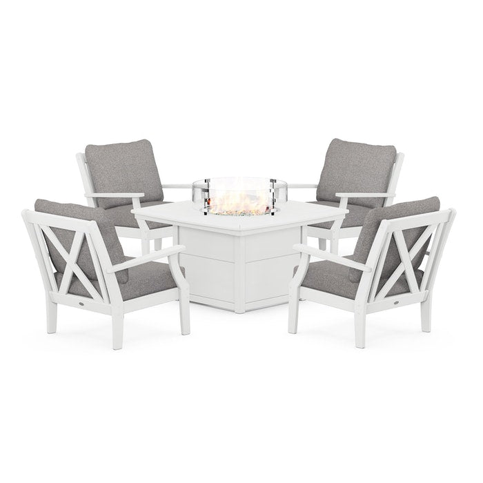 Braxton 5-Piece Deep Seating Conversation Set with Fire Pit Table