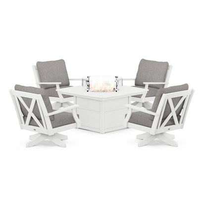 Braxton 5-Piece Deep Seating Swivel Conversation Set with Fire Pit Table