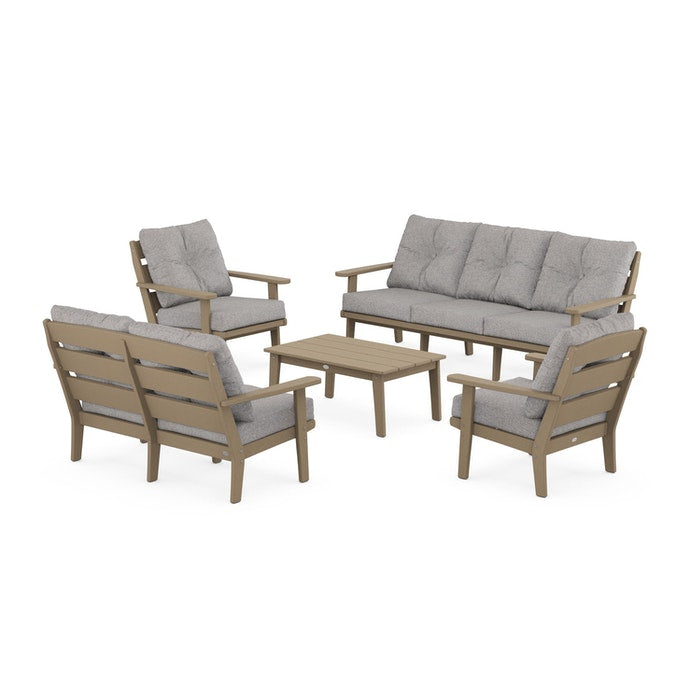 Lakeside 5-Piece Lounge Sofa Set in Vintage Finish