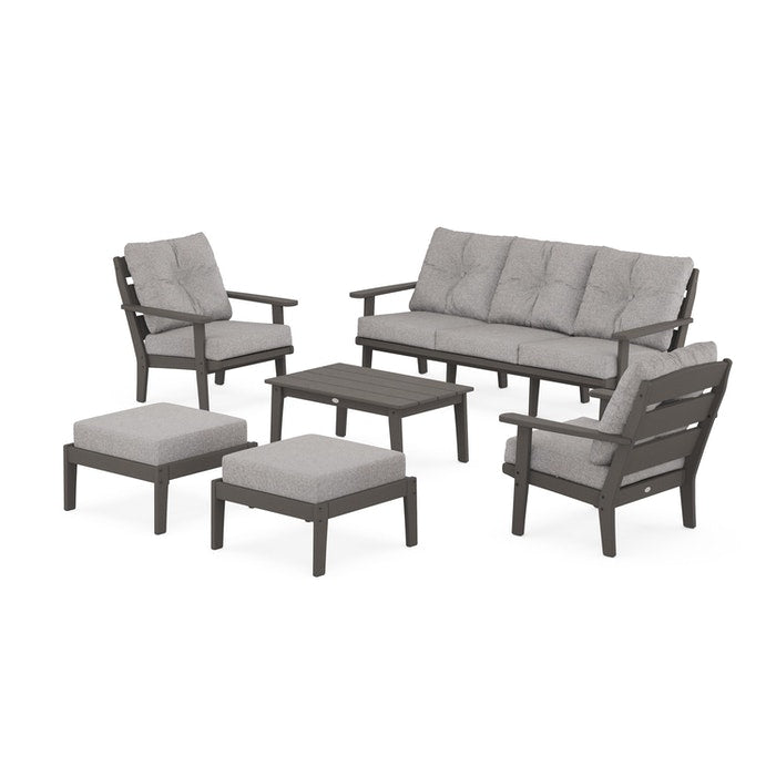 Lakeside 6-Piece Lounge Sofa Set in Vintage Finish