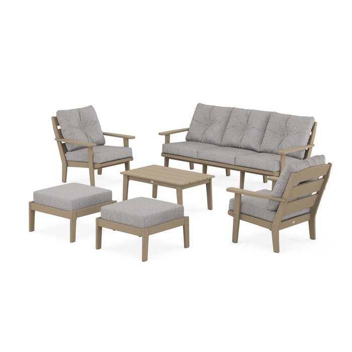 Lakeside 6-Piece Lounge Sofa Set in Vintage Finish