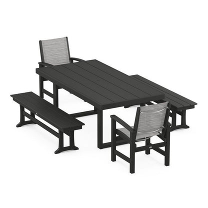 Coastal 5-Piece Dining Set with Trestle Legs