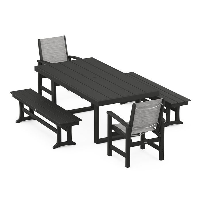Coastal 5-Piece Dining Set with Trestle Legs