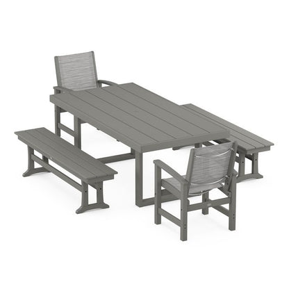 Coastal 5-Piece Dining Set with Trestle Legs
