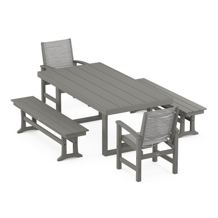 Coastal 5-Piece Dining Set with Trestle Legs