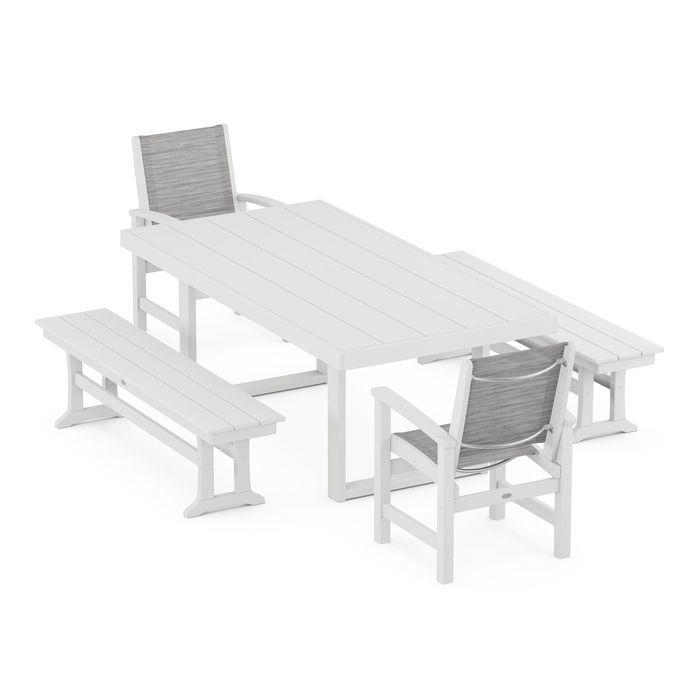 Coastal 5-Piece Dining Set with Trestle Legs