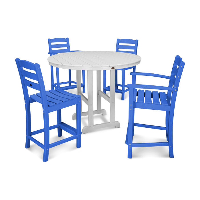 La Casa Café 5-Piece Round Farmhouse Counter Dining Set