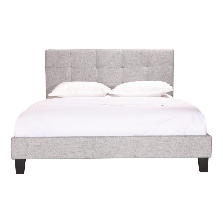 Eliza Queen Bed Light Grey Fabric