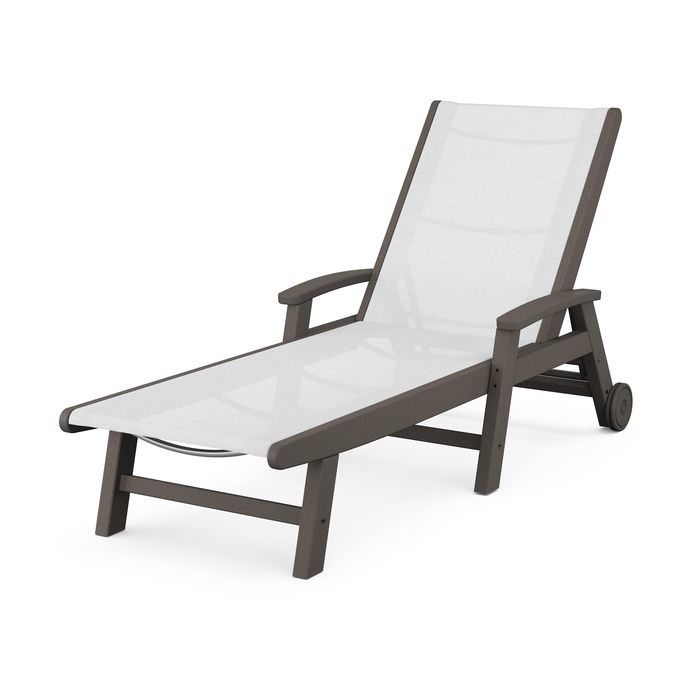 Coastal Chaise with Wheels in Vintage Finish