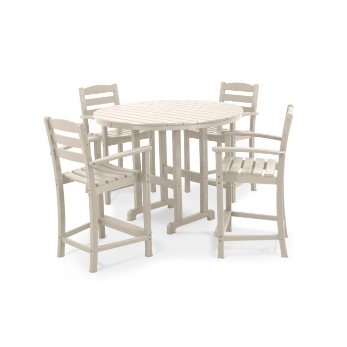 La Casa Café 5-Piece Round Farmhouse Counter Set